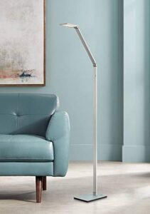 possini euro design bentley modern minimalist style task floor lamp led bright lighting 61″ tall silver aluminum adjustable touch on off for living room reading house bedroom home