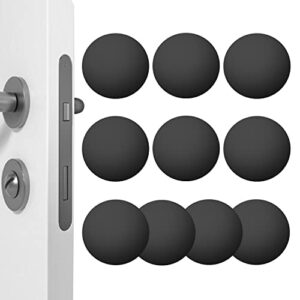 jegonfri door stoppers wall protector from furniture, 10pcs 2″ strong adhesive round door knob wall protector, silicone thickened door bumpers for walls (black, round)