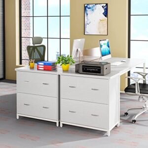 Tribesigns 2-Drawer File Cabinet, Wood Lateral Filling Cabinet Printer Stand Office Credenza Storage Cabinet for Home Office, Letter Size (White)