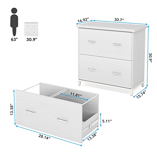 Tribesigns 2-Drawer File Cabinet, Wood Lateral Filling Cabinet Printer Stand Office Credenza Storage Cabinet for Home Office, Letter Size (White)