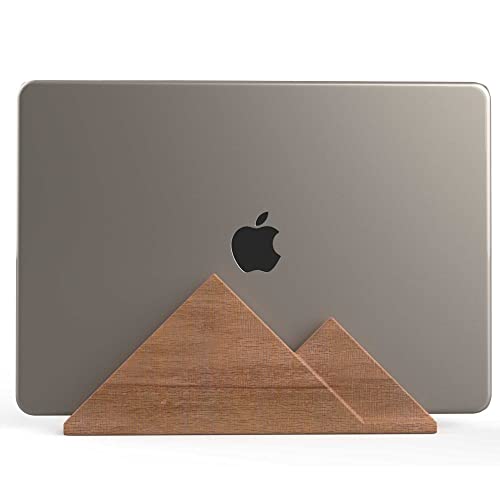 Mobashyr Wooden Dual Vertical Laptop Stand Mountain Laptop Stand Vertical with Thickness Up to 0.98" (25mm) Fits Most Laptop - MacBook pro Vertical Stand