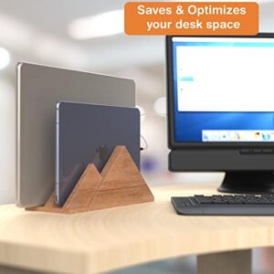 Mobashyr Wooden Dual Vertical Laptop Stand Mountain Laptop Stand Vertical with Thickness Up to 0.98" (25mm) Fits Most Laptop - MacBook pro Vertical Stand