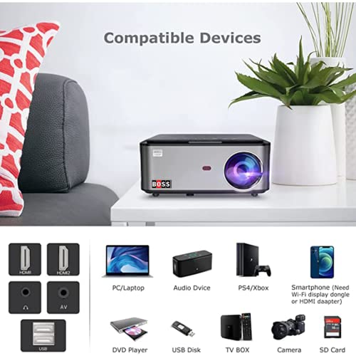 Boss S21A | Android 9 | 3840 x 2160 Ultra HD 6500 Lumen Display | Contrast Ratio 15000:1 | 4D Digital Keystone & Zoom, WiFi & Bluetooth | Home/Office/Educational Institute Purpose Projector