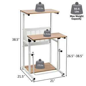 Tangkula Small Standing Desk, Height Adjustable Teacher Podium Stand, Compact Standing Table Lectern Podium, Laptop Desk with Footrest, Suitable for Sitting or Standing