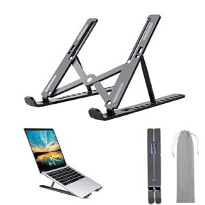 erwarzy laptop stand for desk, adjustable ergonomic portable laptop holder, foldable computer stand 10-position adjustable non-slip laptop stand, compatible with 9-15.6-inch laptop (black)