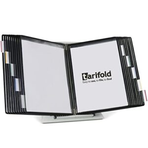 tarifold desktop reference and display system – 20 double-sided display pockets – 40 sheet capacity – letter-size black pockets (d272)