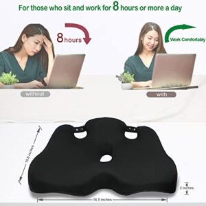 Homuno Seat Cushions for Office Chair Pressure Relief Seat Cushion for Long Sitting Hours on Office/Home Chair, Car, Wheelchair Pain Relief Pad (Black)…