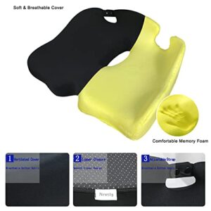 Homuno Seat Cushions for Office Chair Pressure Relief Seat Cushion for Long Sitting Hours on Office/Home Chair, Car, Wheelchair Pain Relief Pad (Black)…