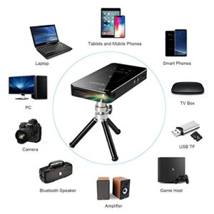 Mini Projector, Touchpad, Auto Keystone Correction, Pocket-Sized DLP Portable Projector ,Android 7.1, 5000 Ah Battery