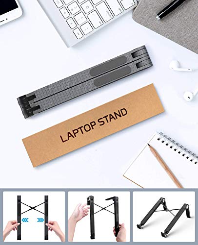 DesertWest Portable Laptop Stand, Lightweight Adjustable Laptop Stand for Desk, Ergonomic Computer Stand Foldable, Anti-Slip MacBook Pro Stand Compatible with 10" - 15.6" Laptops