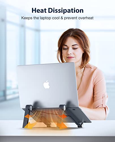 DesertWest Portable Laptop Stand, Lightweight Adjustable Laptop Stand for Desk, Ergonomic Computer Stand Foldable, Anti-Slip MacBook Pro Stand Compatible with 10" - 15.6" Laptops