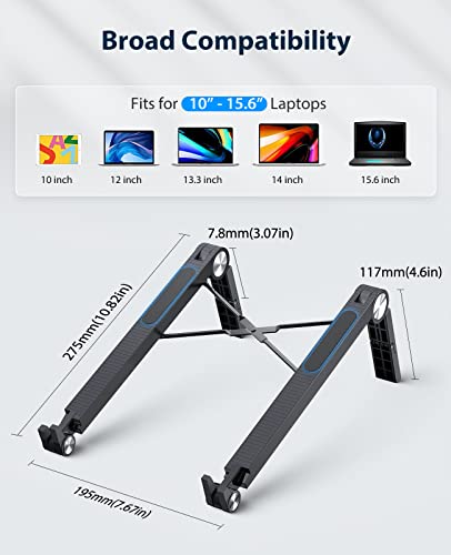 DesertWest Portable Laptop Stand, Lightweight Adjustable Laptop Stand for Desk, Ergonomic Computer Stand Foldable, Anti-Slip MacBook Pro Stand Compatible with 10" - 15.6" Laptops