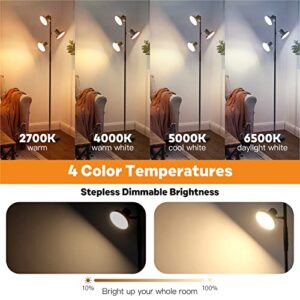 SIBRILLE LED Floor Lamp, 36W Modern Dimmable Standing Tree Lamp with Remote & Touch Control, 4 Color Temperatures, 3 Rotatable LED Light Farmhouse Floor Lamps for Living Room, Bedroom, Office, 2500LM