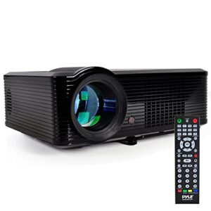 pyle updated video projector 5” – lcd panel led cinema home theater with built-in stereo speakers, 2 hdmi ports & keystone adjustable picture projection for tv pc computer & laptop – prjle33