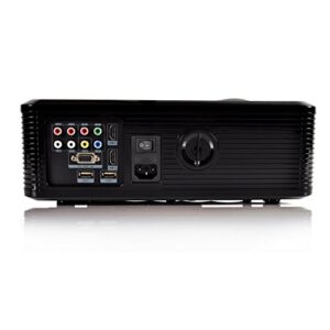 Pyle Updated Video Projector 5” - LCD Panel LED Cinema Home Theater with Built-in Stereo Speakers, 2 HDMI Ports & Keystone Adjustable Picture Projection for TV PC Computer & Laptop - PRJLE33