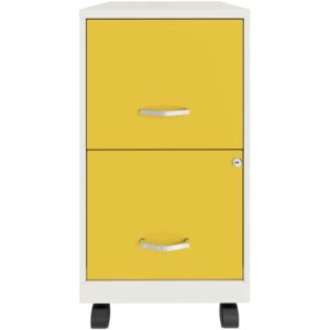space solutions 18″ 2 drawer mobile metal vertical file cabinet white/goldfinch