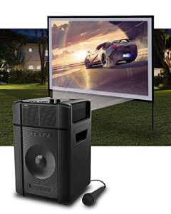 ion projector plus bluetooth 30-150″ battery indoor-outdoor-karaoke-speaker hdmi (renewed)
