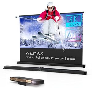 WEMAX Go Advanced Smart ALPD Laser Projector - Ultra Portable - 1080P 600 ANSI Lumens Projector and 50 inch ALR Ambient Light Rejecting Portable Projector Screen