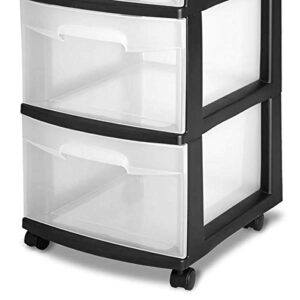 Sterilite 3-Drawer Storage Cart, Clear with Black Frame (4-Pack)