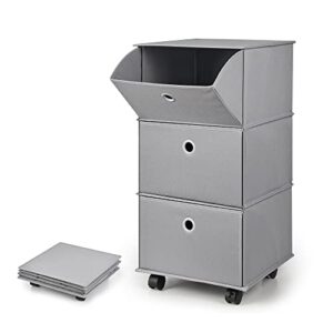 jomola 3 drawer rolling storage cart with wheel mobile file cabinet under desk fabric utility drawer cart with lockable casters filing cube bin organizer for office supplies bedroom living room gray