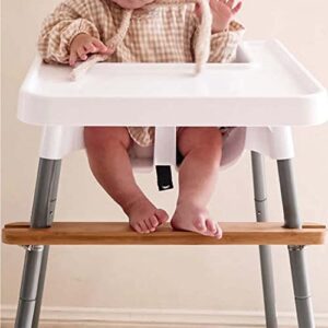 High Chair Footrest, Non-Slip Adjustable Natural Bamboo Wooden Foot Rest for Baby High Chair Footrest with 4 Rubber Rings, Compatible with Antilope IKEA Highchair Accessories