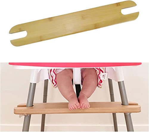 High Chair Footrest, Non-Slip Adjustable Natural Bamboo Wooden Foot Rest for Baby High Chair Footrest with 4 Rubber Rings, Compatible with Antilope IKEA Highchair Accessories