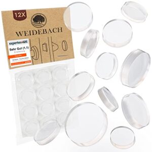 WEIDEBACH® 12x Discreet Door knob Stopper Transparent, Door Bumper Pads self-Adhesive 0.79x0.2 in, Elastic Wall Bumper Transparent, Rubber Wall Door Stop, Adhesive Rubber Door Stopper Bumpers