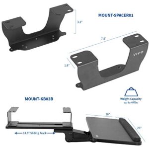 VIVO Adjustable Keyboard and Mouse Tray with Dual Height Track Spacer Brackets, Ergonomic Under Desk Platform and Spacer Bracket Combo, MOUNT-KB03B-KIT1