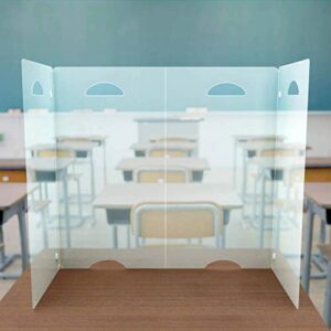 Sneeze Guard Desk Shield PPE - Plastic Divider Screen for Desk, Table or Countertop - Portable Protective Barrier Panel - Best Partition Protector for Classroom or Office