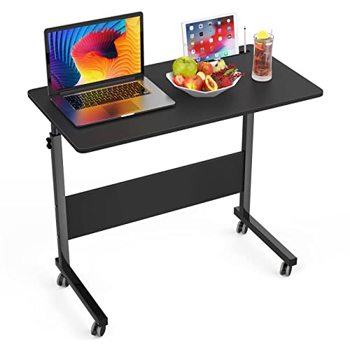 SogesPower 31.5 inches Mobile Laptop Desk with Slot Adjustable Side Table Computer Stand for Bed Sofa, Black