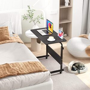 sogespower 31.5 inches mobile laptop desk with slot adjustable side table computer stand for bed sofa, black