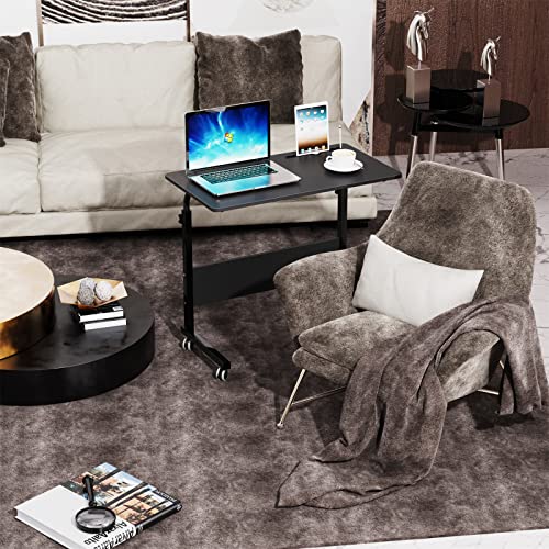 SogesPower 31.5 inches Mobile Laptop Desk with Slot Adjustable Side Table Computer Stand for Bed Sofa, Black