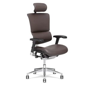 x-chair x4 high end executive chair, brown leather with headrest – ergonomic office seat/dynamic variable lumbar support/floating recline/stunning aesthetic/adjustable/perfect for office or boardroom