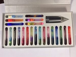 aura-soma light projector light pen set with crystal attachment and 22 bottle colours has been developed to bundle the aura-soma colour energies in the fine energy field