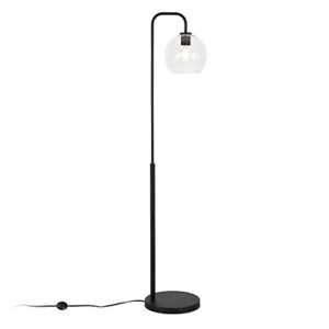 harrison arc floor lamp with glass shade in blackened bronze/clear