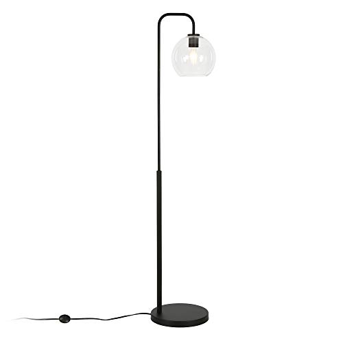 Harrison Arc Floor Lamp with Glass Shade in Blackened Bronze/Clear