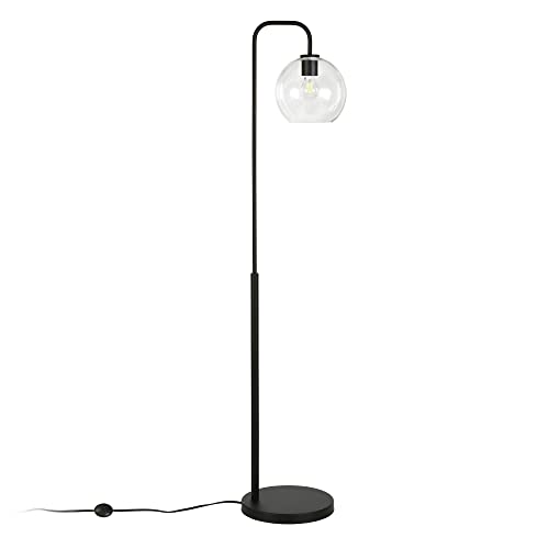 Harrison Arc Floor Lamp with Glass Shade in Blackened Bronze/Clear