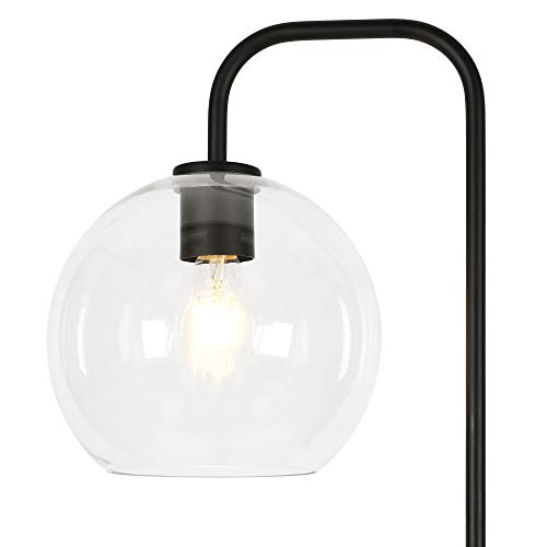 Harrison Arc Floor Lamp with Glass Shade in Blackened Bronze/Clear