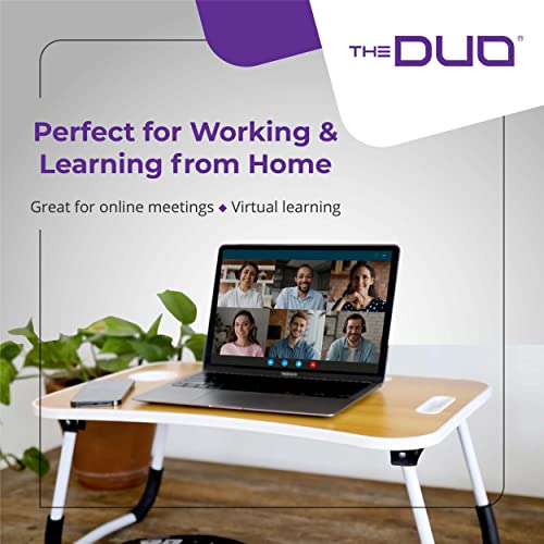 THE DUO Laptop Workstation for Bed and Sofa - Foldable Laptop Table, Portable Table for Bed, Lap Desk for Working, Reading, Eating - Marble, 26 x 17.5 inches