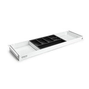 uprite ergo under desk long fit pen & pencil drawer & slim organizer for height adjustable desks (white, 33 x 9.5)