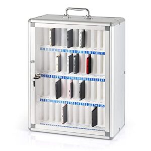 ozzptuu 48 slots aluminum alloy pocket chart storage cabinet for cell phones,wall-mounted with a locked,can be carried by hand (48 slots)