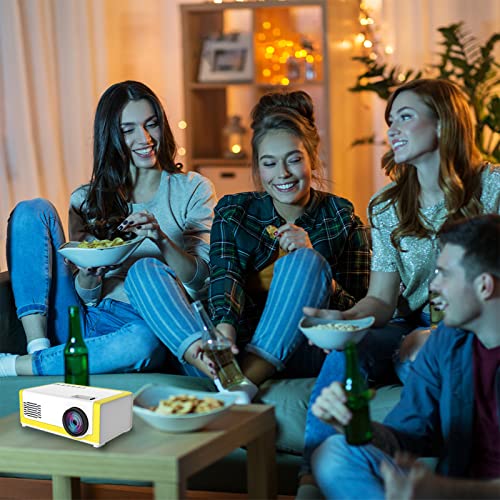 1080p HD Projector, Portable Mini Movie Projector Built-in Speaker, Home Theater Video Projector Compatible with HDMI, VGA, USB, Laptop Computer Small Projectors (Yellow/White)