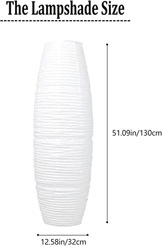 SALOCY Paper Floor Lamp Shade Replacement,Rice Paper Floor Lamp Cover Standing Lamps for Living Room Contemporary Floor Lamp Cover White (Only Lamp Shade,NO Structural Parts )