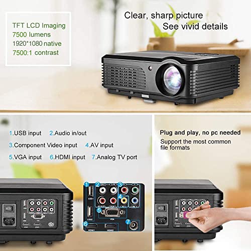 Native 1080p Projector Android OS for Netflix YouTube, Movie Projector with WiFi and Bluetooth, Wireless Display for Phone,Gaming Projector Home Theater Christmas, Compatible w/ TV Stick PC Xbox HDMI