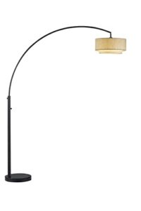 artiva usa elena ii double shade led arched floor lamp with marble base & dimmer, 82”