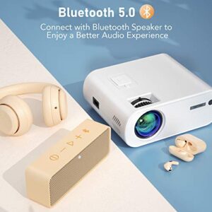 Projector, TOPTRO Projector with WiFi and Bluetooth, Full HD 7500 Lumen Support 1080P, Mini Projector with Carrying Case, Compatible with TV Stick, HDMI, SD, AV, VGA, USB, PS4, X-Box, iOS / Android