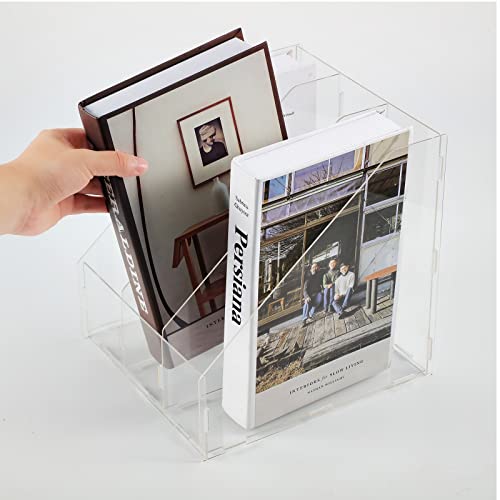 Clear Acrylic Magazine File Holder Desk Organizer File Folder Detachable Design for Office Organization and Storage with 3 Vertical Compartments