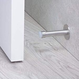 Adhesive Door Stop for Wall Mounting | Length: 3,5" | Stainless Steel | White Rubber | Anti Shock Absorber | 040128ADAM | EVI Hardware