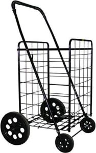 primetrendz jumbo folding shopping cart | jumbo size | 150 lb capacity | color: black