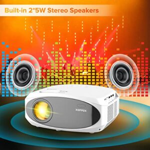 1080P Native WiFi Projector Bluetooth- XOPPOX HD Outdoor Movie Projector with 9000:1 Contrast for Home Cinema, Portable Video Projector Compatible PC/Laptop/Pad/ PS4/ Phones [Come with 100” Screen]